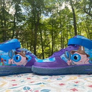 Custom High-Top Sneaker- Inspector Gadget theme Blue and Purple!